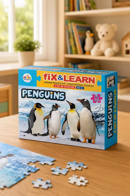 Fix N Learn Penguins Jigsaw Puzzle Kit For Kids