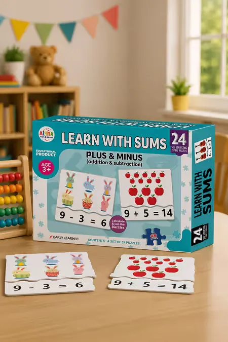 Learn with Sums Plus & Minus Math Puzzle for kids  006878MUL