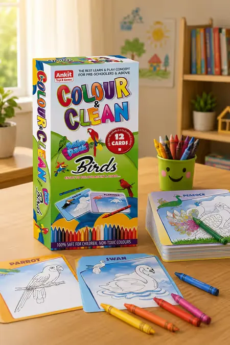 Colour & Clean Birds Cardboard Game