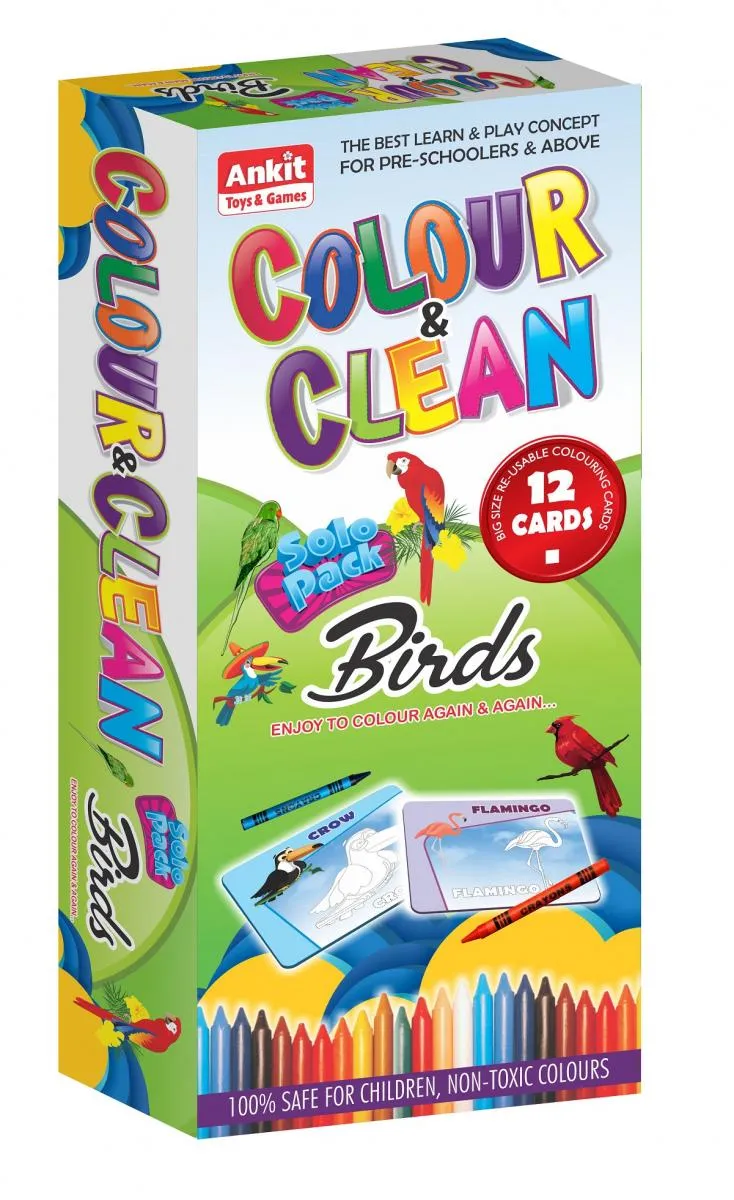 Colour & Clean Birds Cardboard Game