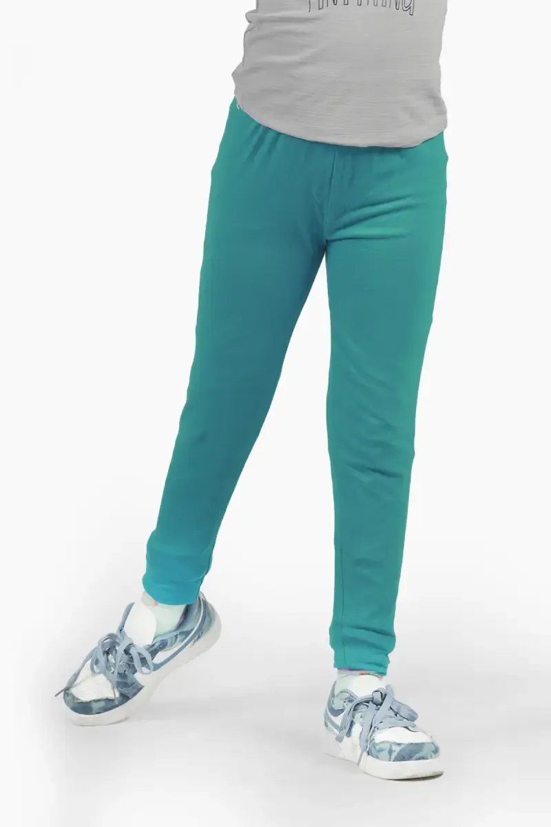 Girl's Cotton Lycra Blend Solid Leggings (2 - 16 Yrs) 0069321516YRSBLU