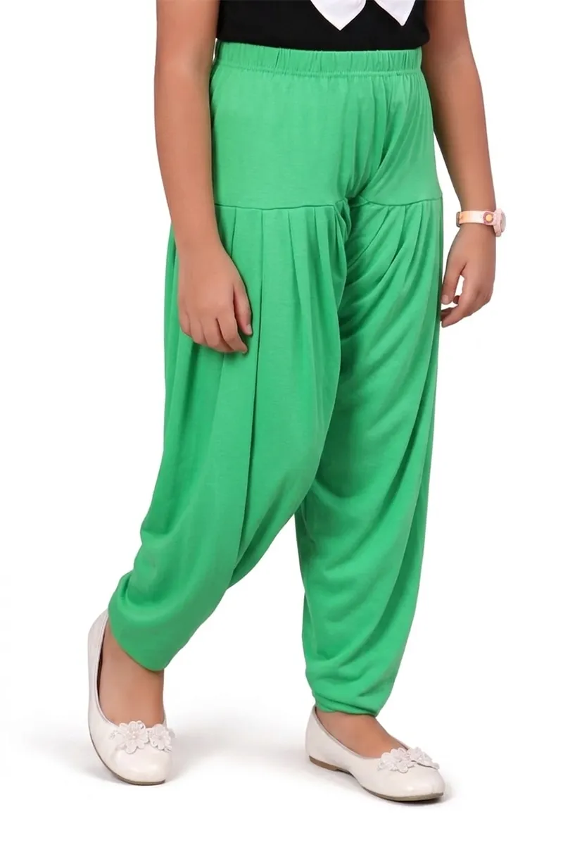 Girl's Cotton Lycra Blend Solid Patiala (2 - 15 Yrs) 007060GRE89YRS