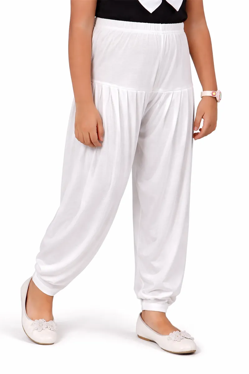 Girl's Cotton Lycra Blend Solid Patiala (2 - 15 Yrs) 007060WHI45YRS