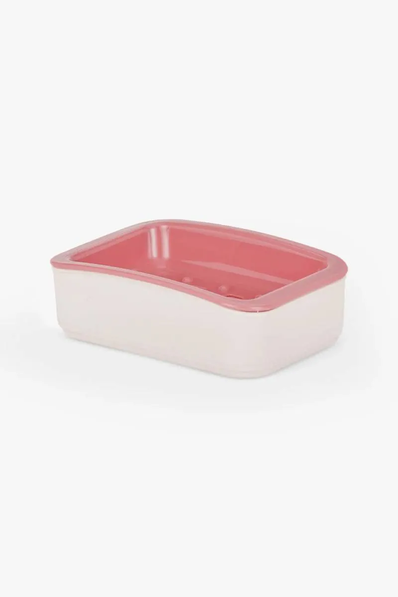 Liza Plastic Soap Case - 10cm 007077OFFWHI&PINPLA 007077OFFWHIPINPLA