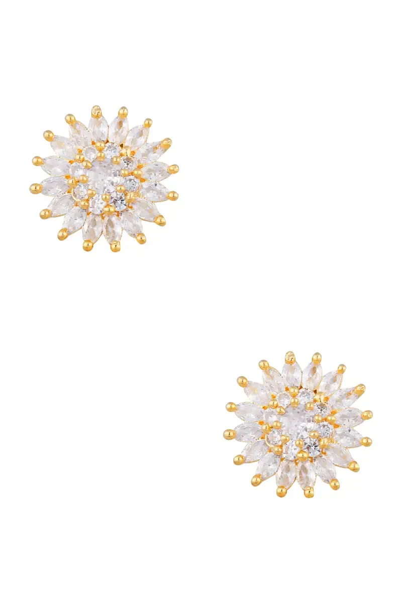 Gold Plated Floral Stud Earrings for Girls & Women