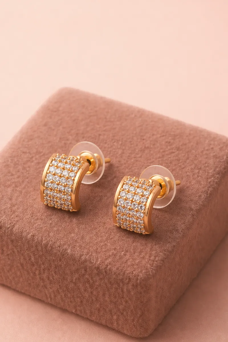 Gold Plated C Shape Stud Earrings for Women