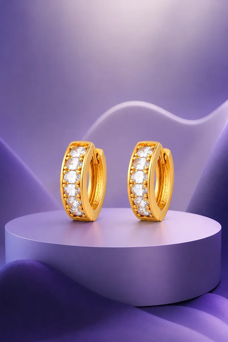 Gold Plated CZ Casual Hoop Earring for Women