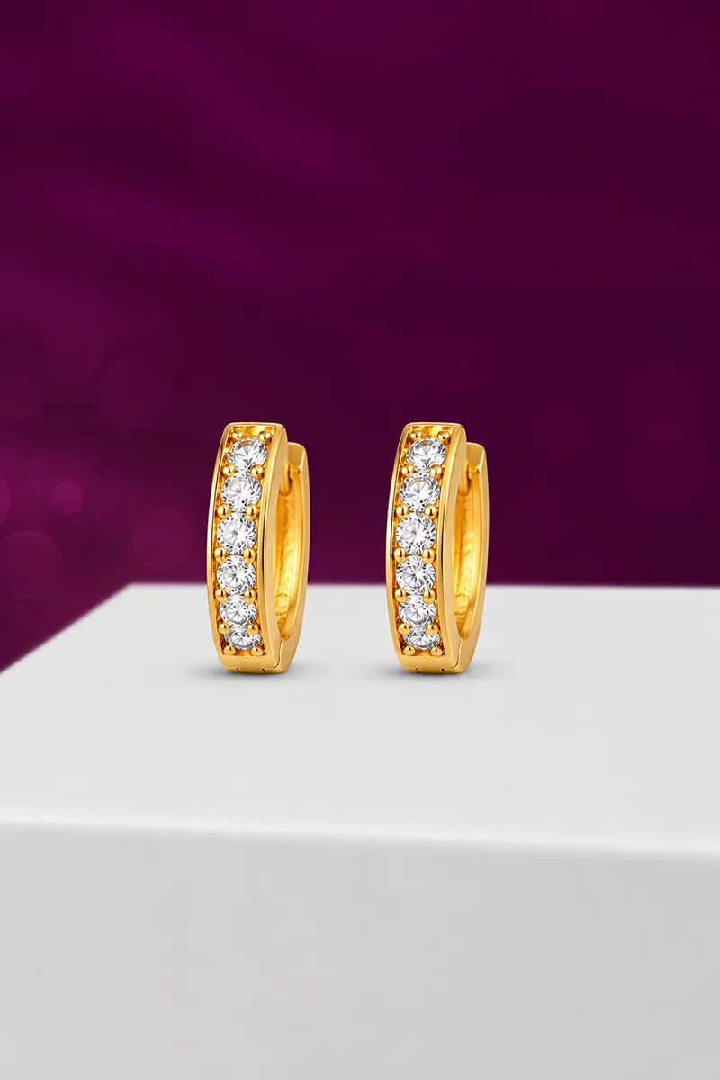 Gold Plated Cubic Zirconia Hoop Earring for Women