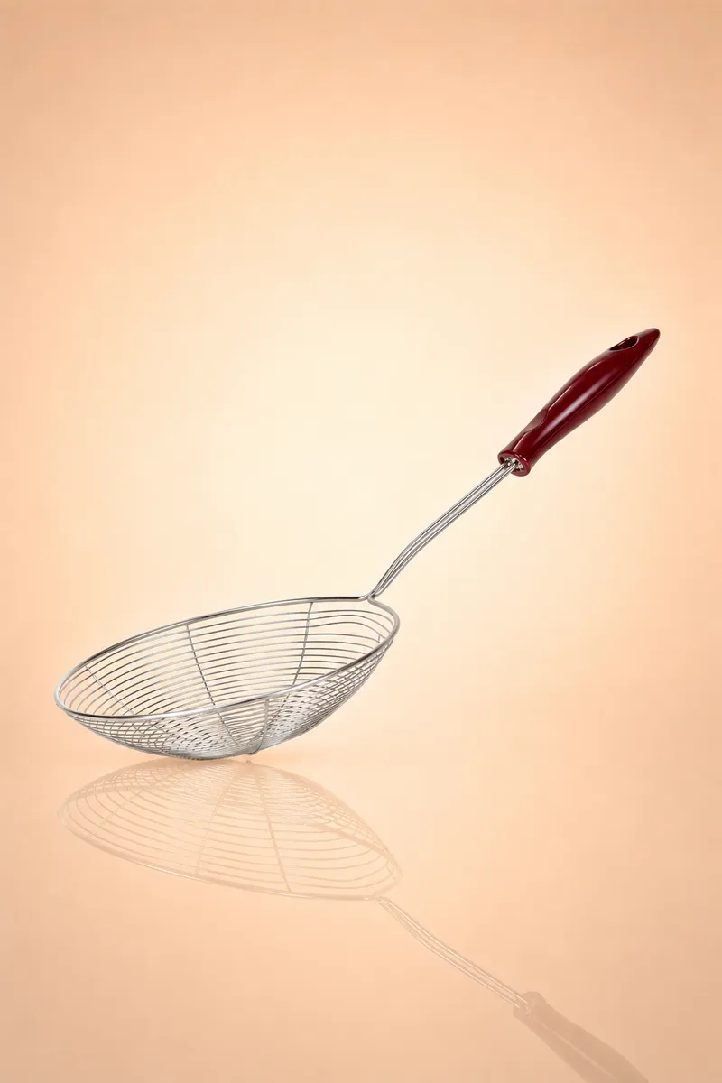 Stainless Steel Oil Strainer with Plastic Handle - 40 cm