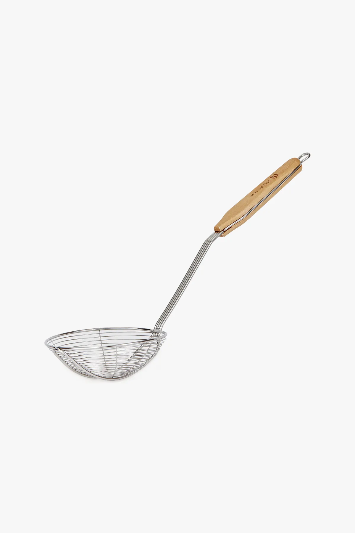 Stainless Steel Oil Strainer with Wooden Handle - 42 cm