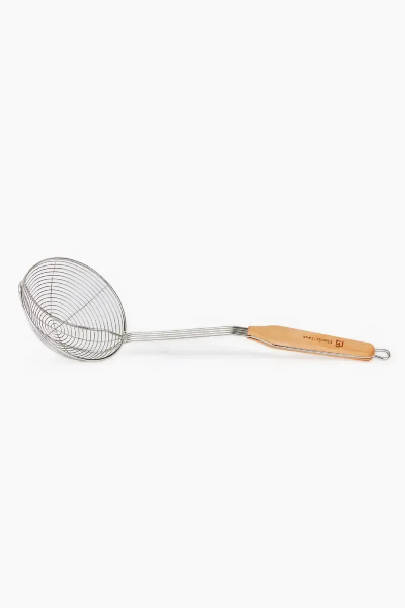 Stainless Steel Oil Strainer with Wooden Handle - 44 cm