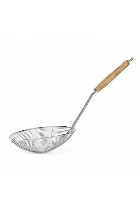 Stainless Steel Oil Strainer with Wooden Handle - 46 cm