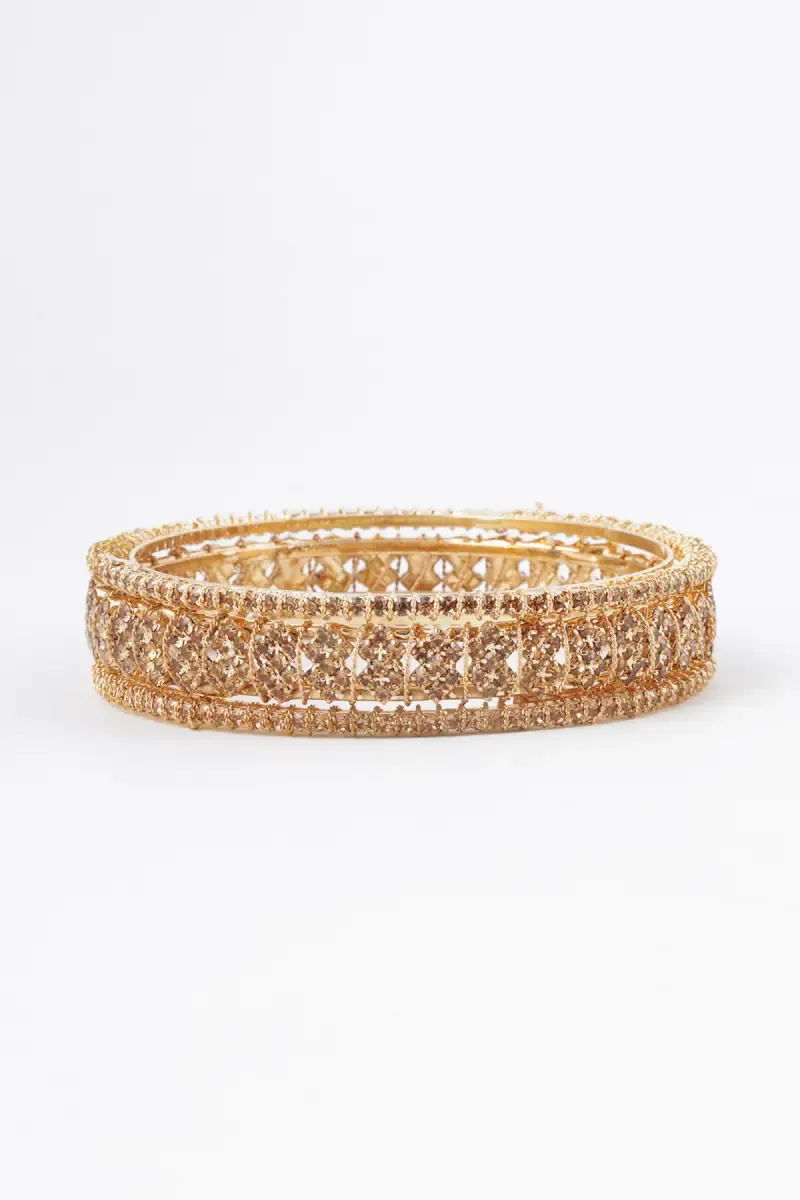 Gold Plated Sparkling CZ Stone Bangles for Women – Set of 6 - Party & Festive Wear 007549GOL281