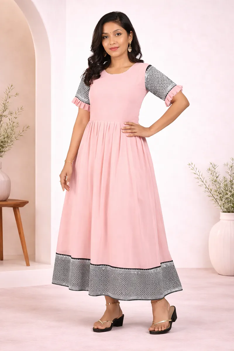 Georgette Printed Ethnic Gown for Women