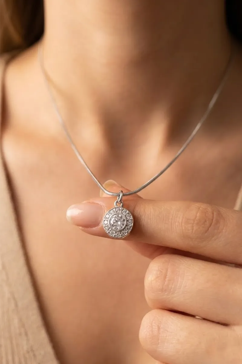 Silver Plated Round Pendant Chain for Women & Girls 007613SIL18INC