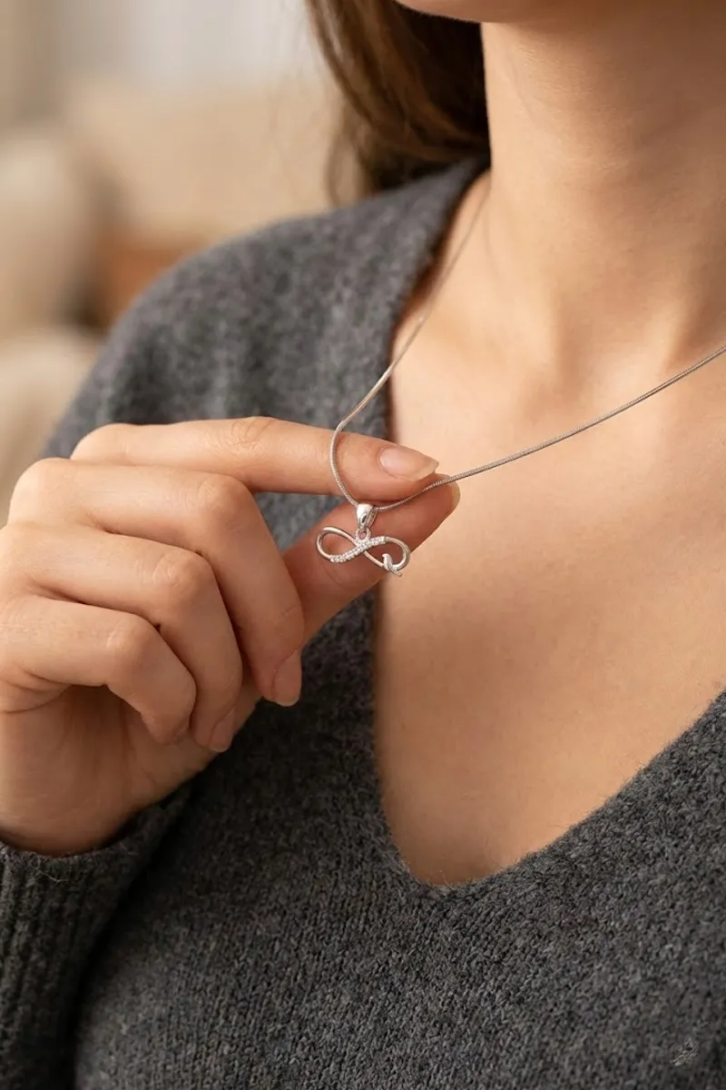 White Zircon Infinity Pendant Chain for Women & Girls