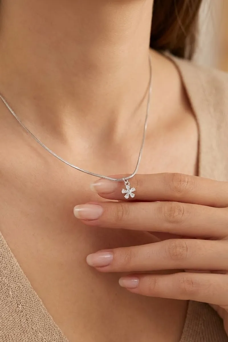 Silver Plated Floral Pendant Chain for Women & Girls