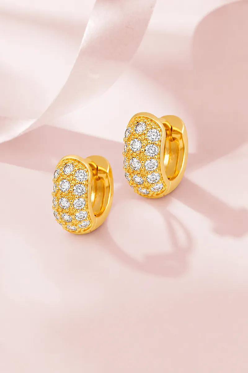 Gold Plated Cubic Zirconia Hoop Earring for Women