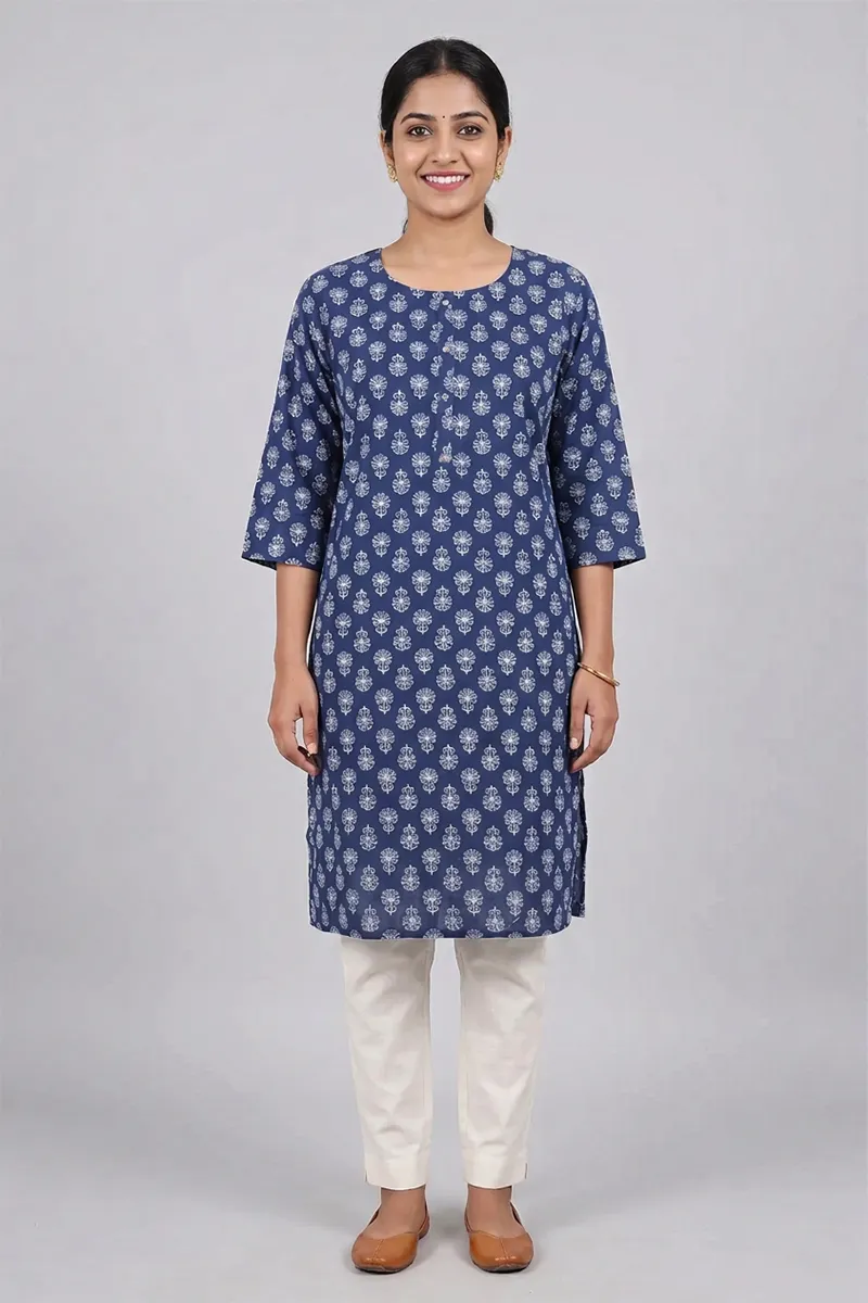 Cotton Floral Printed Kurti for Women