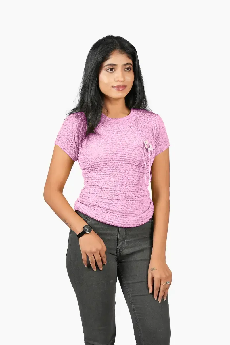 Cotton Lycra Blend Solid Casual T-Shirt for Women 007895FRESIZBABPIN