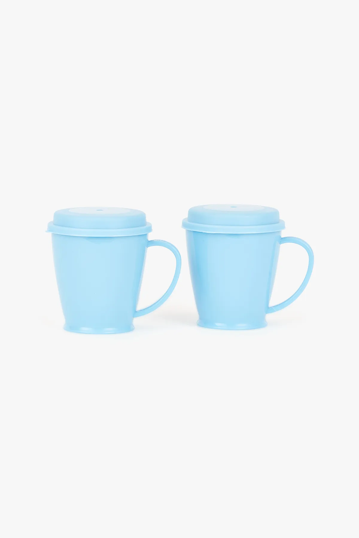 Plastic & Stainless Steel Mug with Lid, 2 Pcs - 225ml (Each)