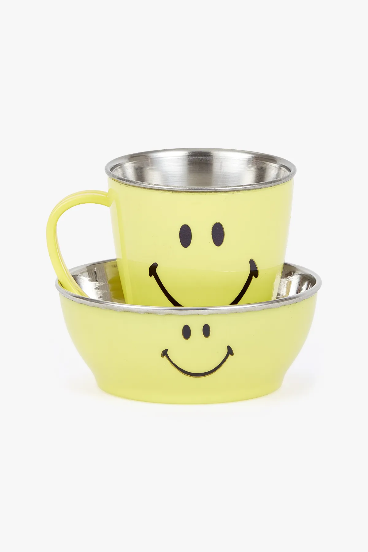 Plastic & Stainless Steel Mug & Bowl Set - 2 Pcs