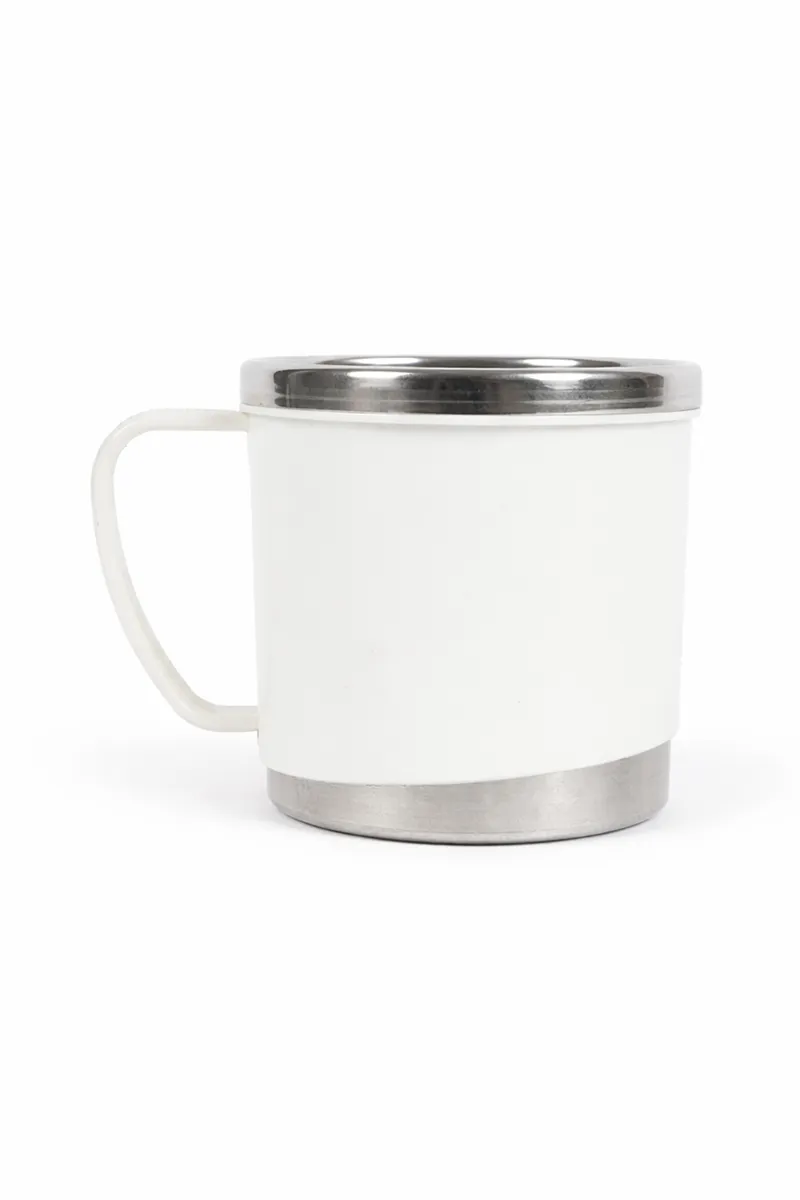 Plastic & Stainless Steel Cup, White - 300 ML 