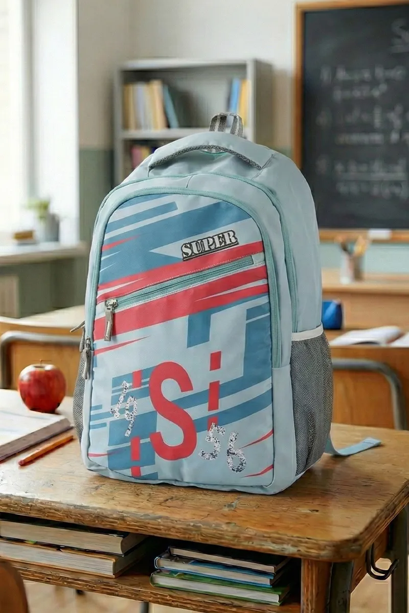 Polyester Printed School Bag for Unisex 008129LIGBLU