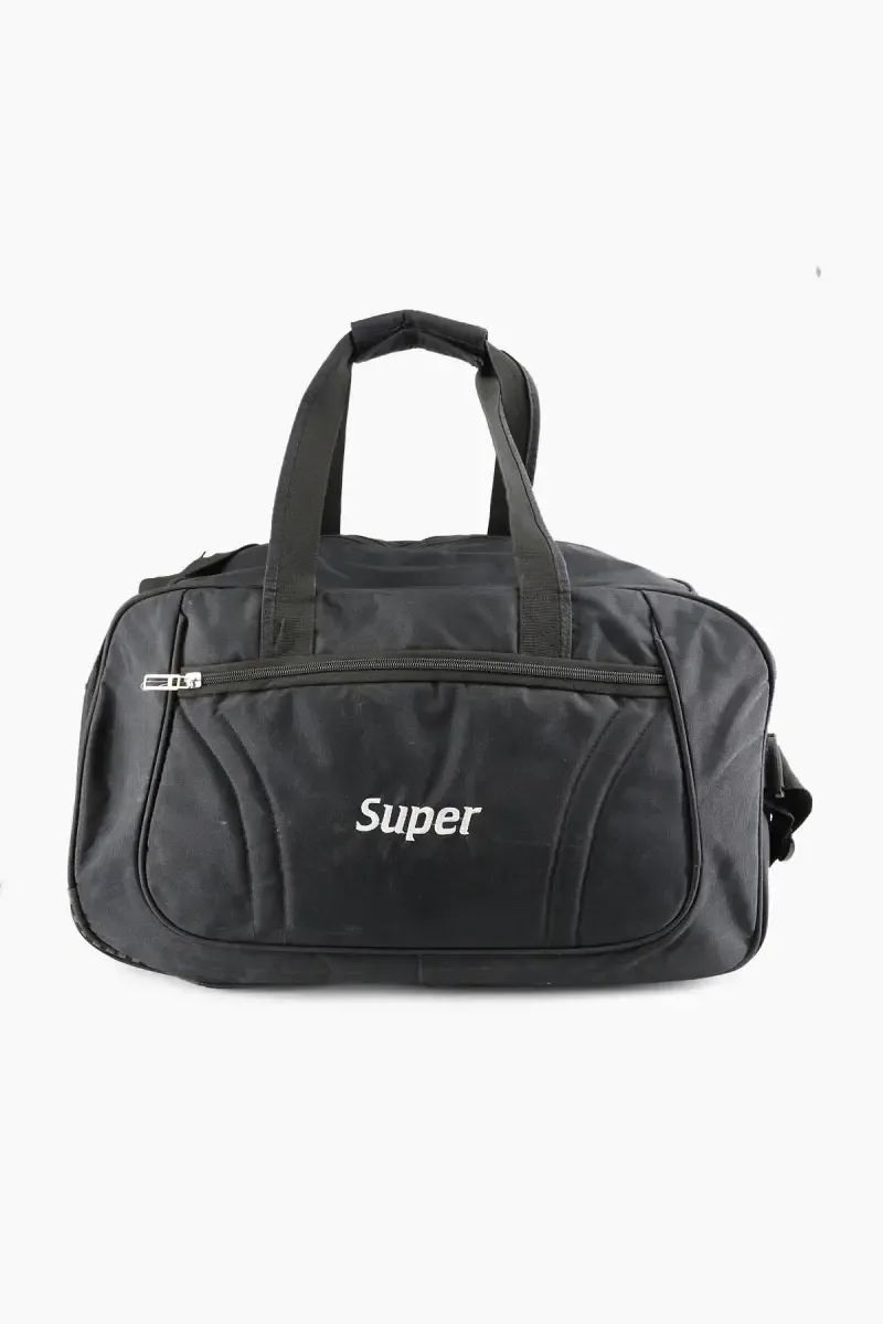 Unisex Zip Closure Solid Duffle Bag