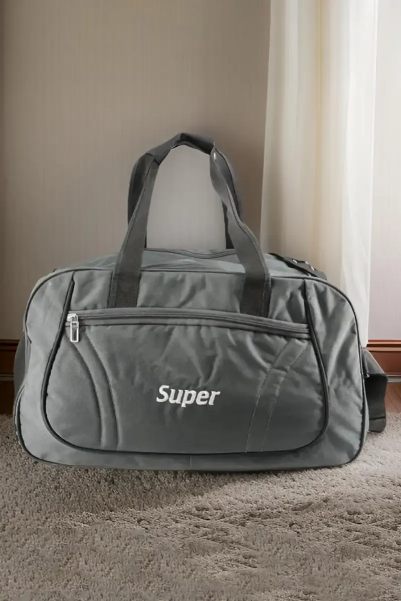 Unisex Zip Closure Solid Duffle Bag
