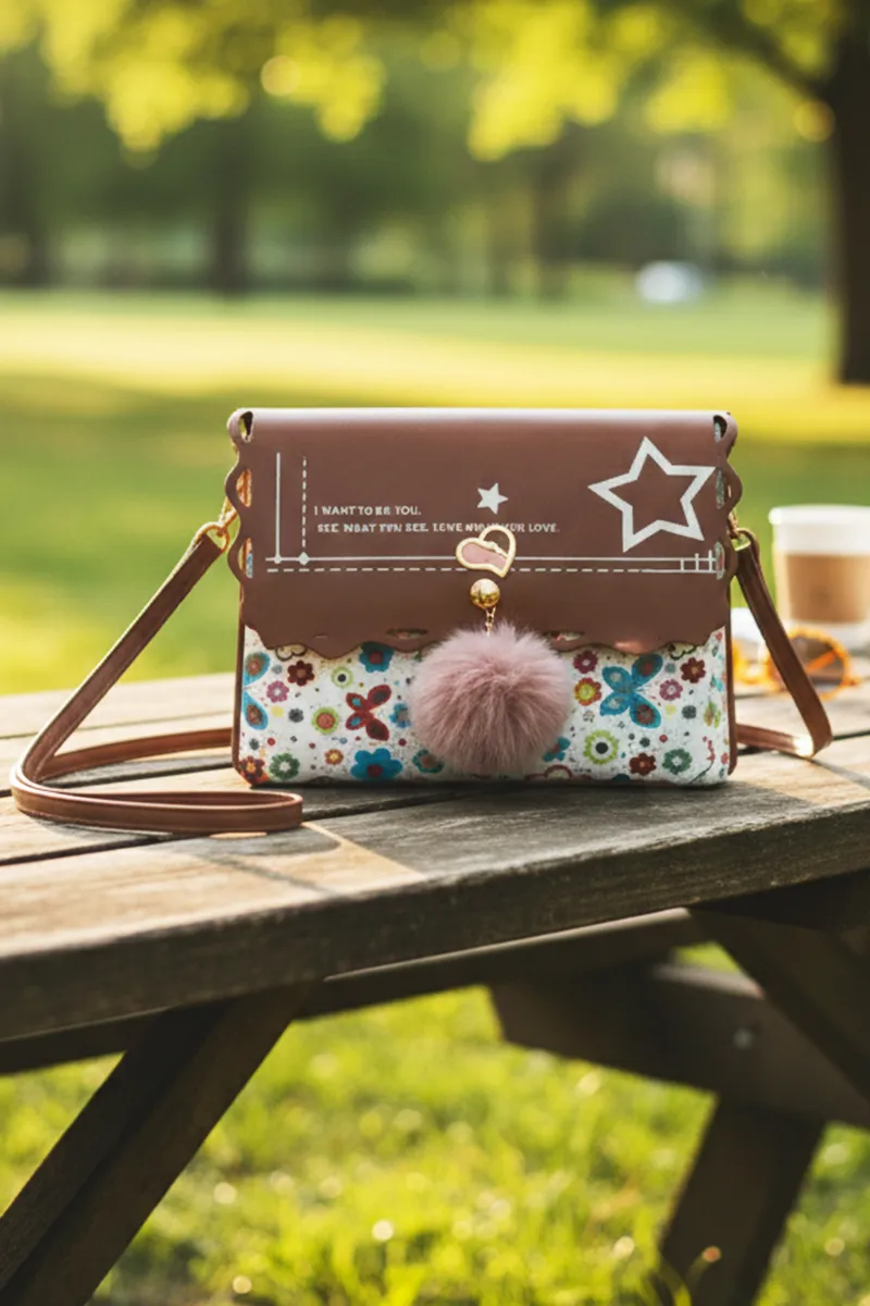 PU Leather Printed Sling Bag for Girls