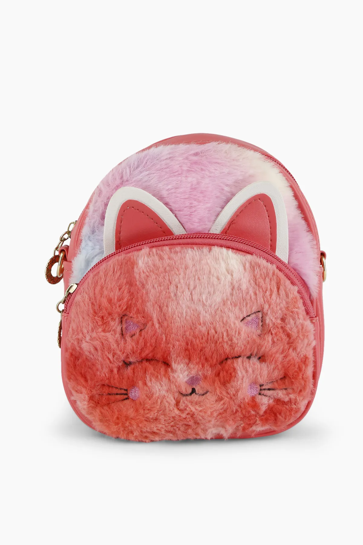Cute Fluffy Faux Fur Backpack for Girls 008536RED