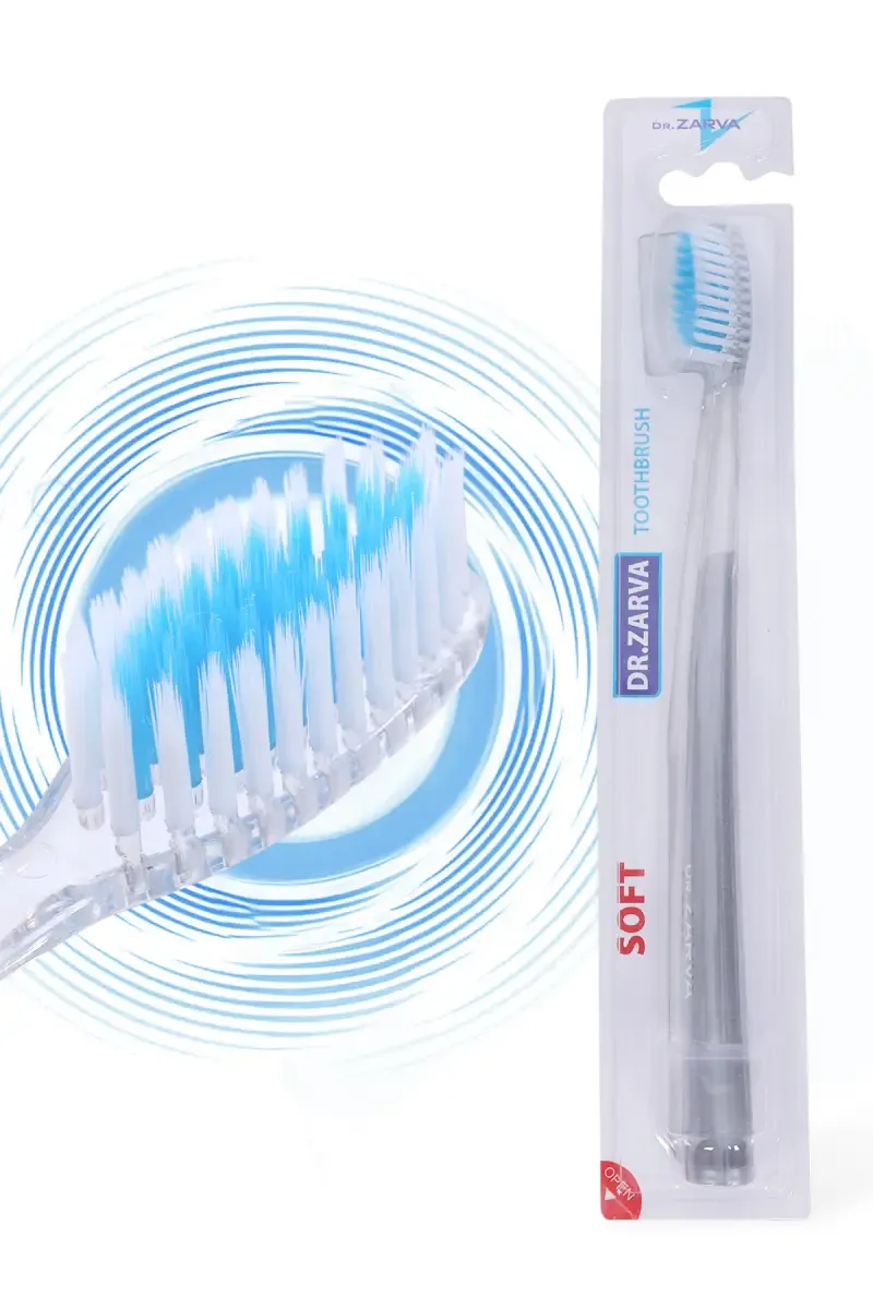DR.ZARVA Soft Bristles Tooth Brush (Grey) - Pack of 1