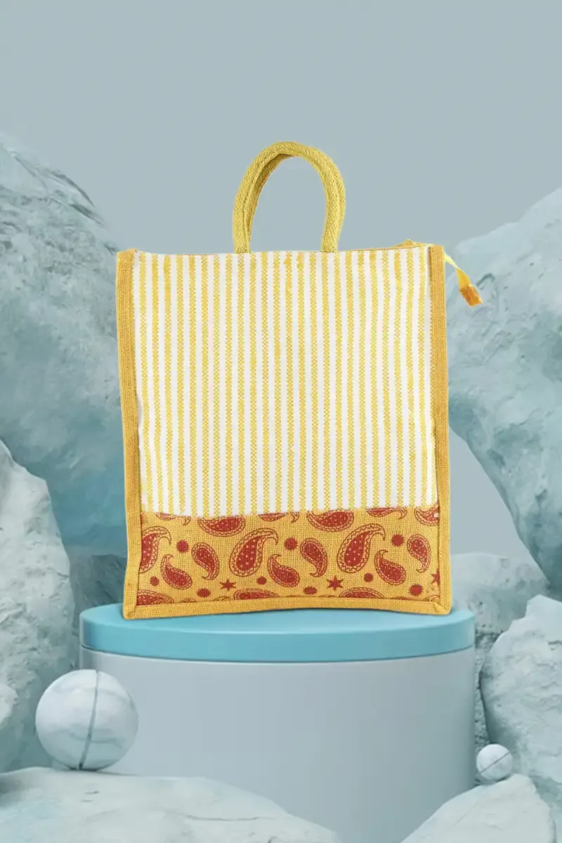Printed Casual Hand Carry Jute Bag for Women