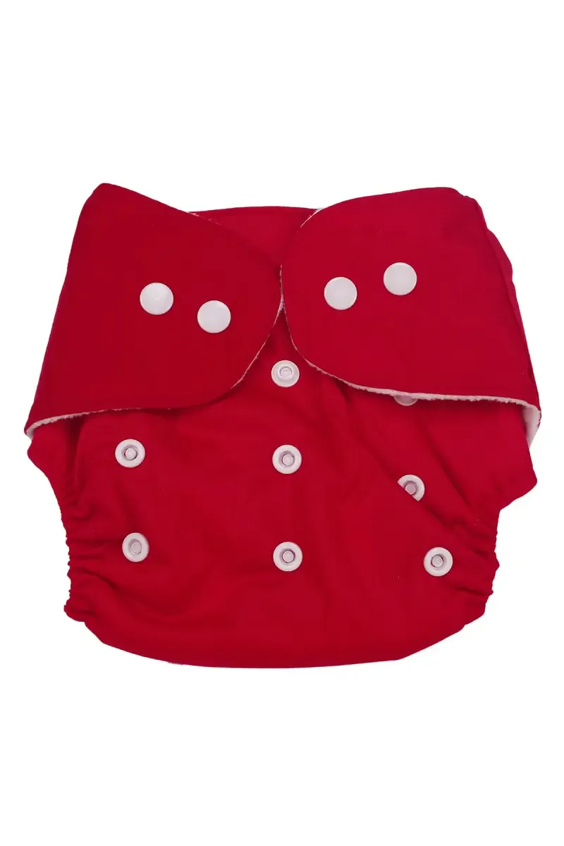 Reusable Baby Diaper with Button Closure - Pack of 1 (Red) 008678RED