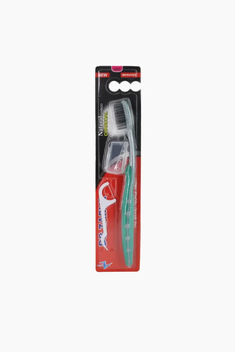 DR.ZARVA Bamboo Charcoal Toothbrush (Green) – Pack of 1