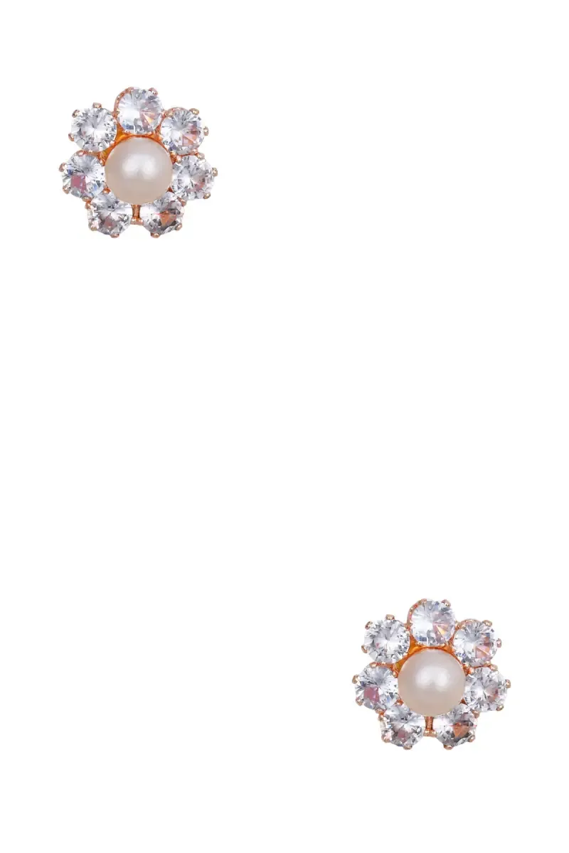 Cubic Zircon Pearl Stud Earrings for Girls