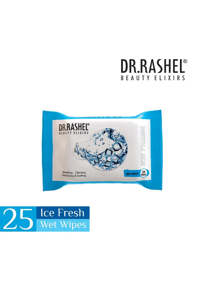 DR.RASHEL Ice Fresh Refreshing & Cleansing Face wet Wipes - 25 Wipes