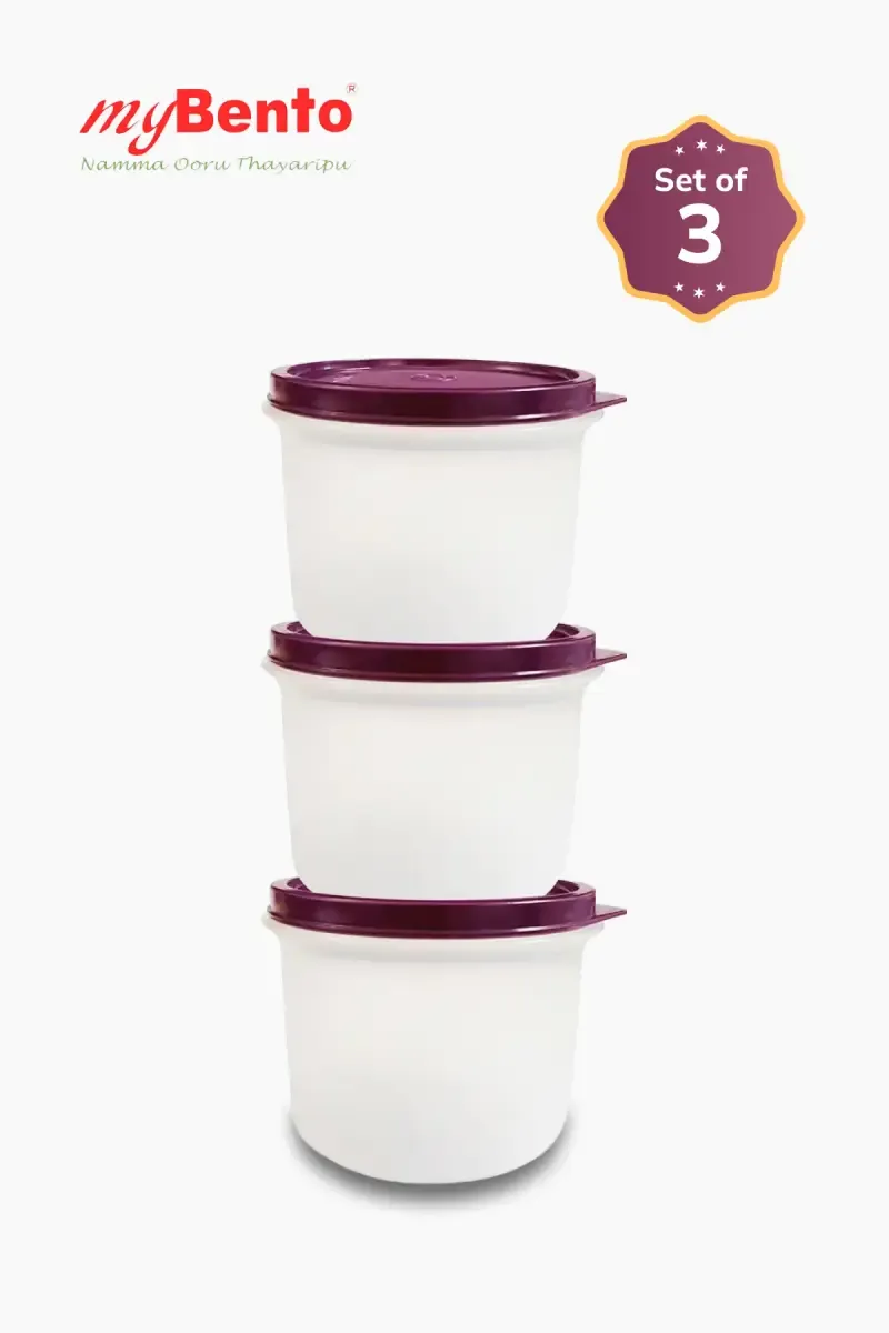 MyBento Plastic Hexa Storage Container, Set of 3 - 630ml (each)