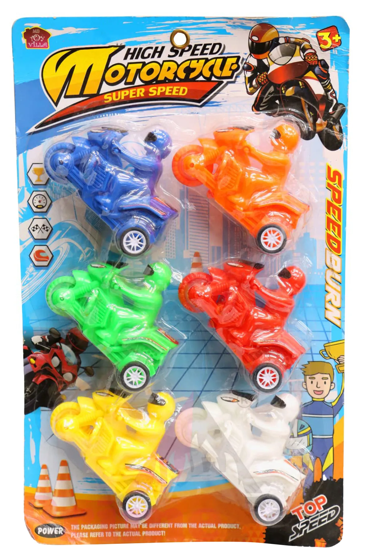High Speed Motorcycle Toy For Kids (Color May Vary) - Set of 6