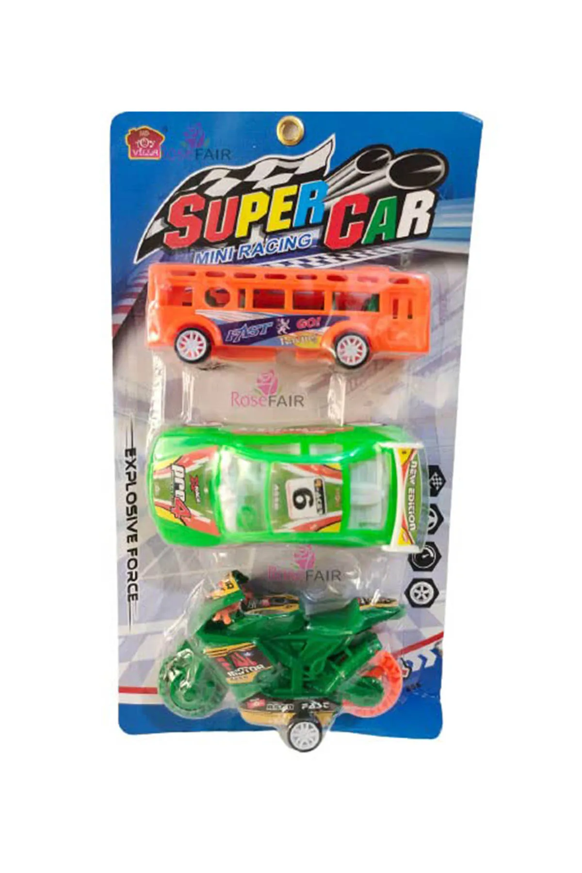 Super Mini Racing Car & Bike Toy (Color May Vary) - Set of 3 
