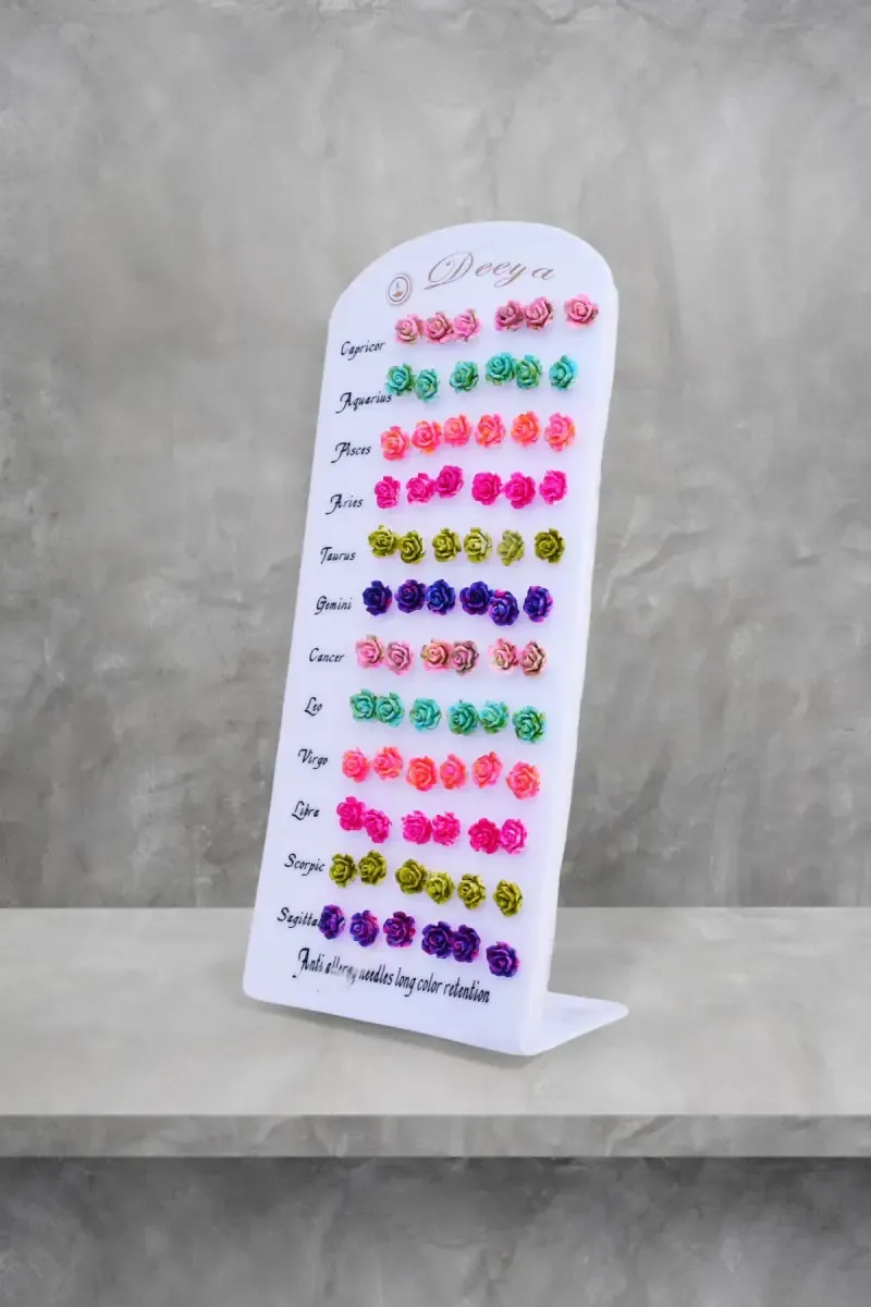 Colorful 36 Pairs of Flower Stud Earrings for Girls & Women