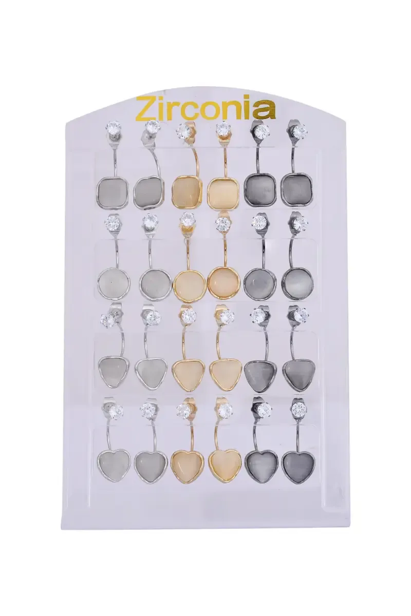 Elegant 12 Pairs of Zirconia Geometric Drop Earrings Set for Girls & Women