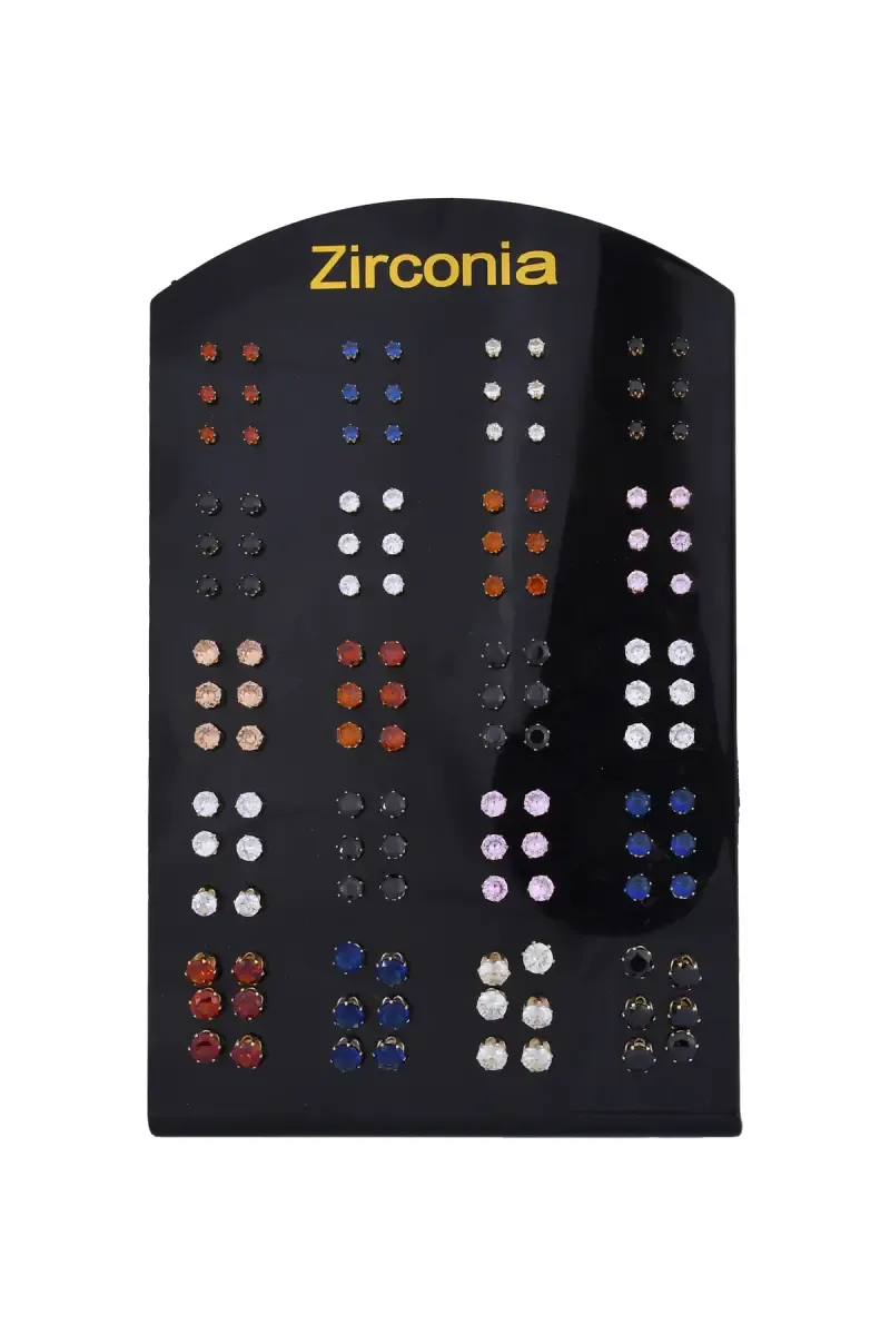 Elegant 60 Pairs of Multi-Colored Zirconia Stud Earrings Set