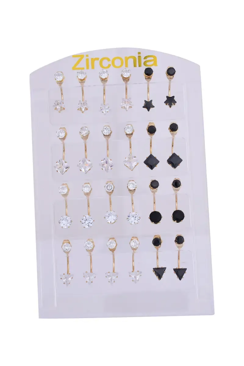 Elegant 12 Pairs of Contrast Zirconia Earring Set for Girls & Women