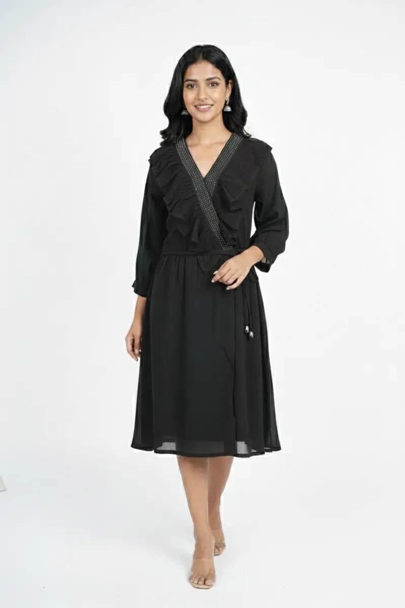 solid flared dress Orange Solid Chic Fit Flare Dress main image 1