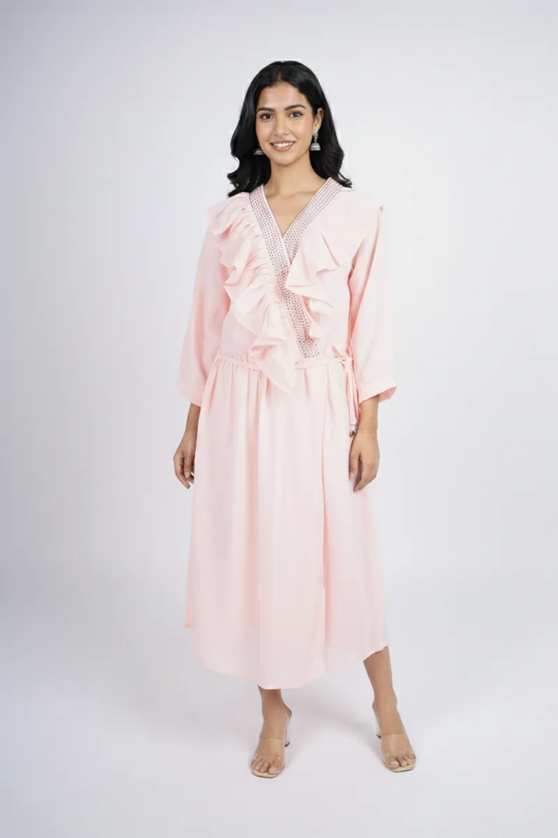 Rayon Solid Flared Dress for Women