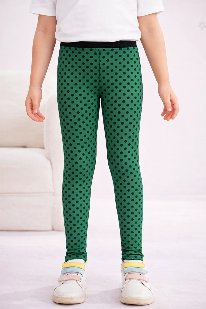 Girl's Cotton Lycra Blend Printed Leggings (11-13 Yrs) 0091791213YRSGRE