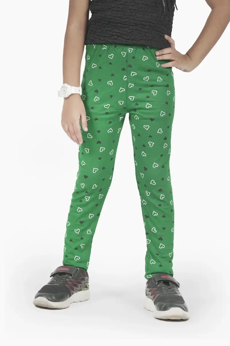Girl's Cotton Lycra Blend Printed Leggings (7-13 Yrs)