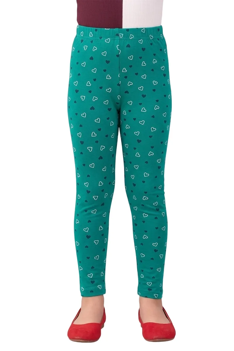 Girl's Cotton Lycra Blend Printed Leggings (7-13 Yrs) 0091931112YRSTEA